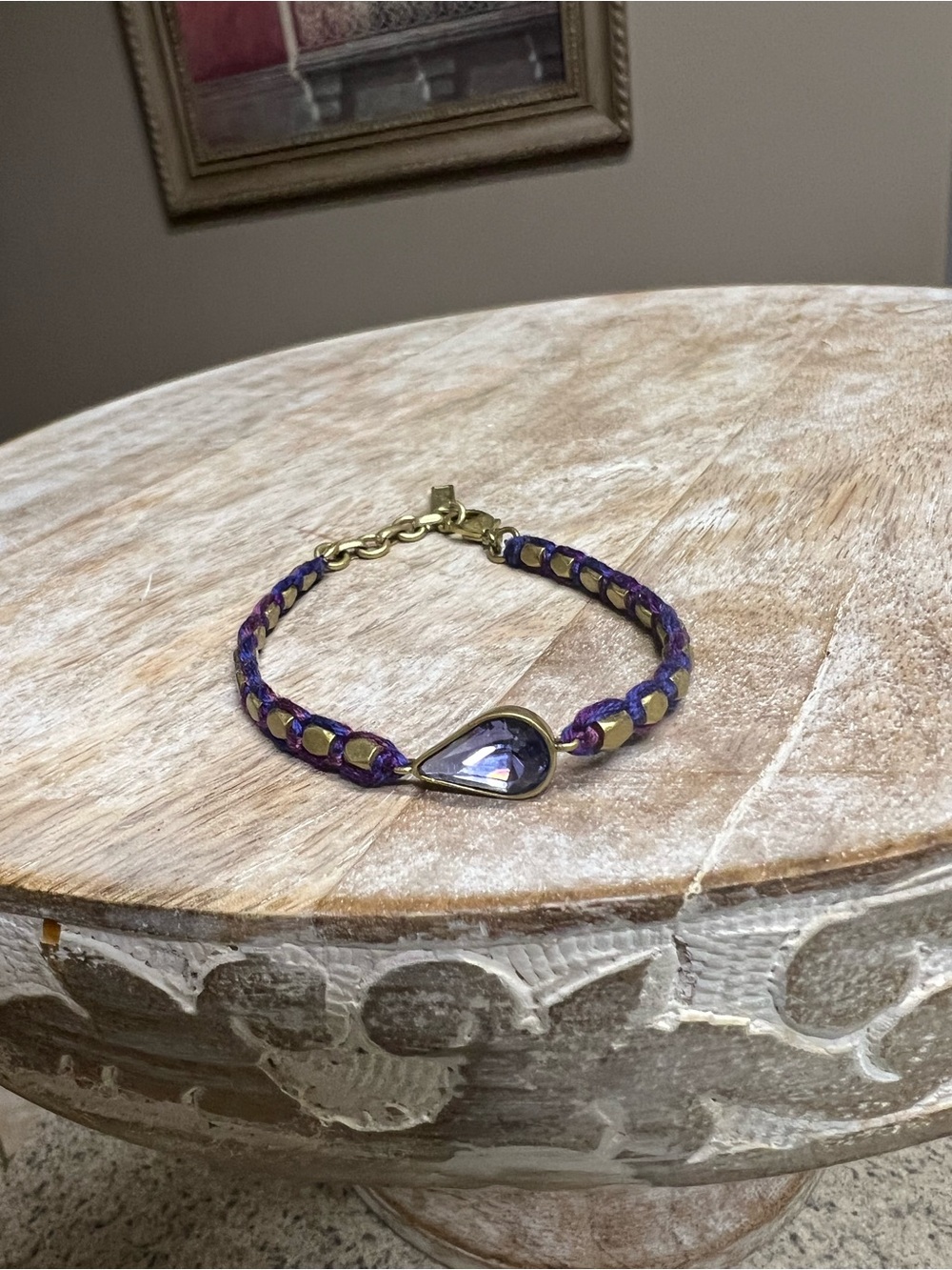 Silpada KR Violet Teardrop Stone Braided Bracelet